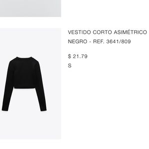 Zara Black Long Sleeve Crop Top